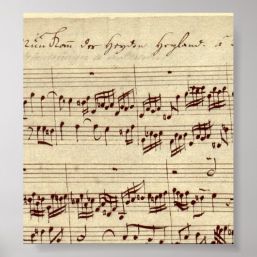 Old Music Notes - Bach Music Sheet ポスター (正面)