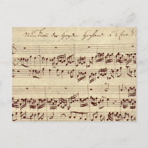 Old Music Notes - Bach Music Sheet ポストカード