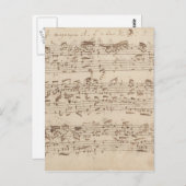 Old Music Notes - Bach Music Sheet ポストカード (正面/裏面)