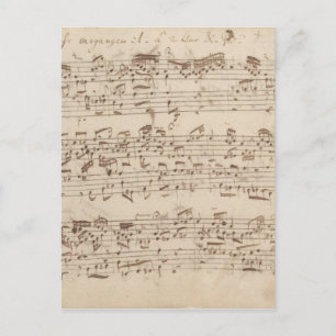 Old Music Notes - Bach Music Sheet ポストカード