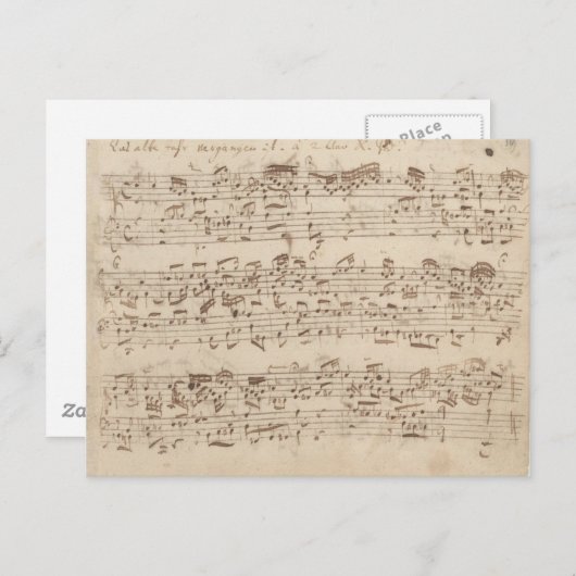 Old Music Notes - Bach Music Sheet ポストカード (正面/裏面)