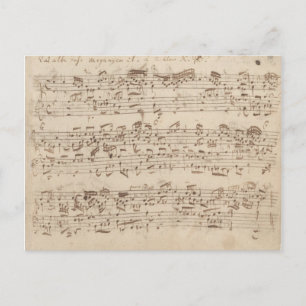 Old Music Notes - Bach Music Sheet ポストカード