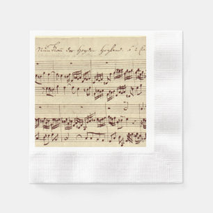 Old Music Notes - Bach Music Sheet 縁ありカクテルナプキン