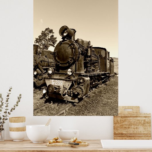 Old narrow-gauge steam engine Gr-269 ポスター (キッチン)