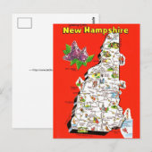 Old New Hampshire Map Postcard ポストカード (正面/裏面)