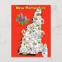 Old New Hampshire Map Postcard
