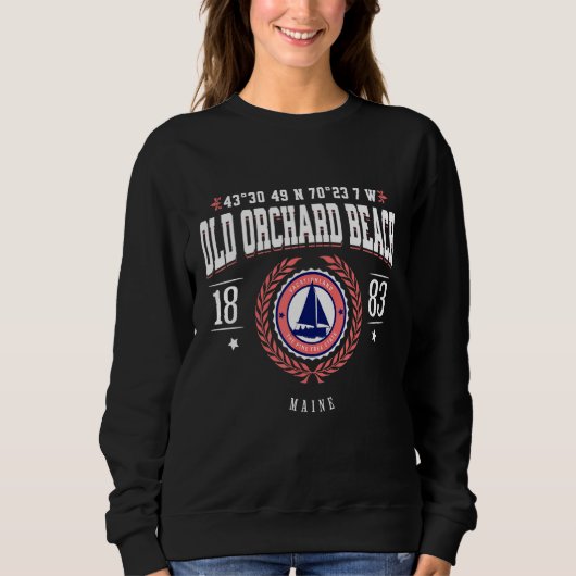 Old Orchard Beach Maine Nautical Sailboat Beach So スウェットシャツ (正面)