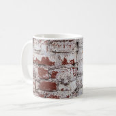 Old painted brick wall with peeling white paintwal コーヒーマグカップ (正面左)