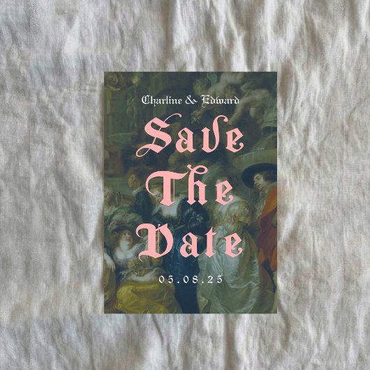 Old Painting Gothic Save the Date  招待状