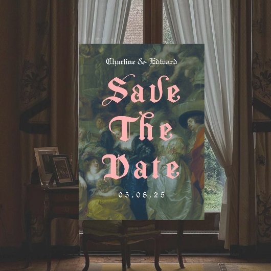 Old Painting Gothic Save the Date  招待状