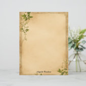 Old Paper with Green Vines Stationery Paper レターヘッド (スタンド正面)