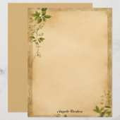 Old Paper with Green Vines Stationery Paper レターヘッド (正面/裏面)