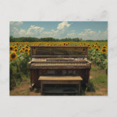 Old Piano in Sunflowers ポストカード (正面)