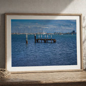 Old Pier Piles St Kilda Harbour with Sailboats ポスター