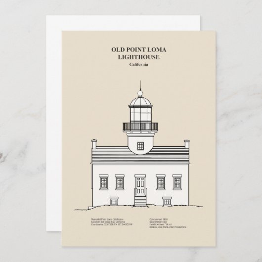 Old Point Loma Light house - California - SBD サンキューカード (正面/裏面)