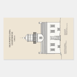 Old Point Loma Light house - California - SBD 長方形シール