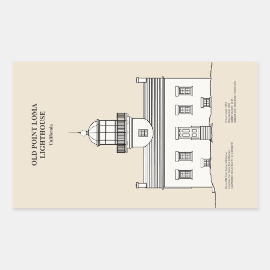 Old Point Loma Light house - California - SBD 長方形シール (正面)