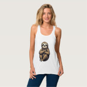 Old Print Sloth Art Vintage Graphic 2 タンクトップ (正面フル)