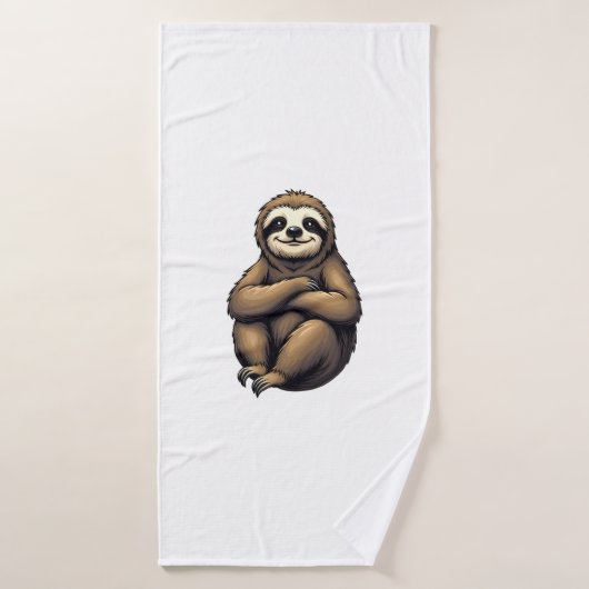 Old Print Sloth Art Vintage Graphic 2 バスタオル (バスタオル)