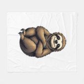 Old Print Sloth Art Vintage Graphic 2 フリースブランケット (正面(横))