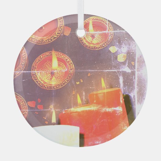 Old red candles ガラスオーナメント (正面)