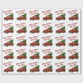 Old red truck with Christmas tree custom ラッピングペーパー (フラット)