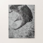Old Rhinoceros – 白黒HDフォトパズル ジグソーパズル (縦)