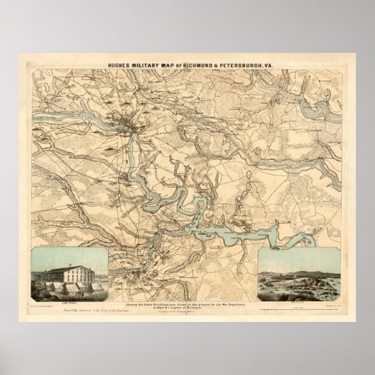 Old Richmond to Petersburg VA Civil War Map (1864) ポスター (正面)
