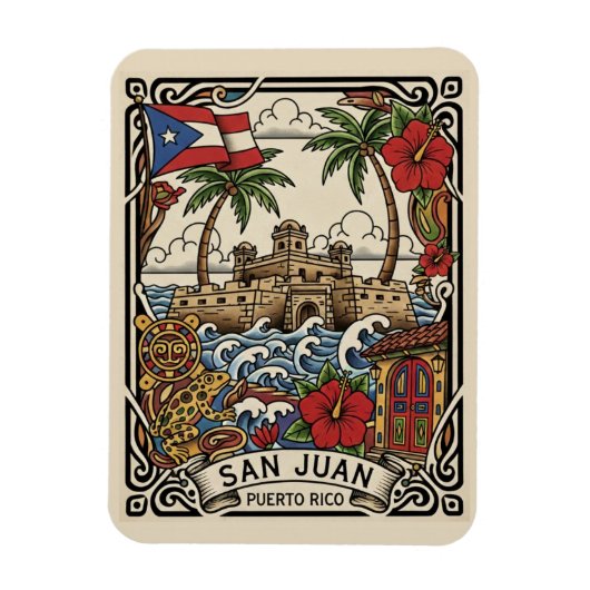 Old San Juan Puerto Rico Travel マグネット (縦)