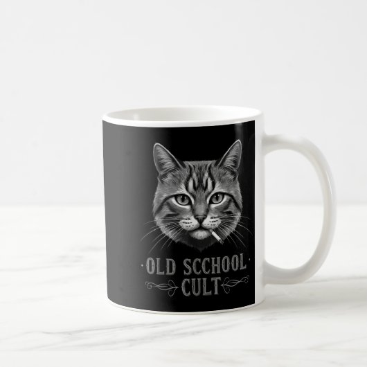 Old Scchool Cult Funny Cat For Cool People And - F コーヒーマグカップ (右)