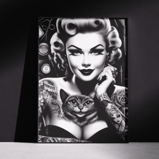 Old School Alternative Tattooed Girl ポスター