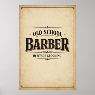 Old School Barber Heritage Typography Poster ポスター