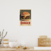 Old-School Burger Poster – Retro Food Wall Art ポスター (キッチン)