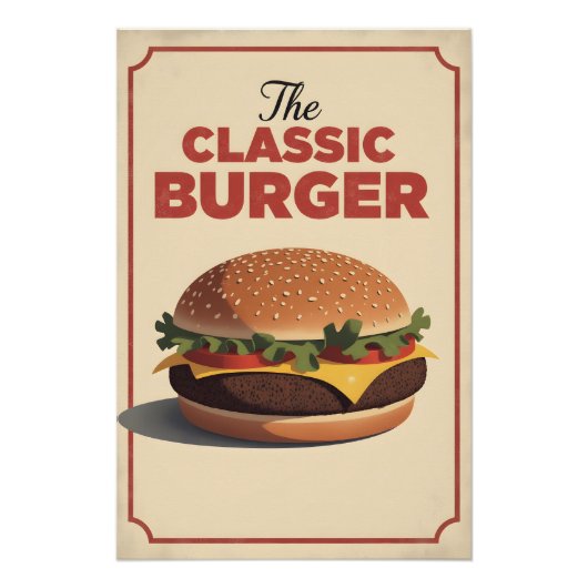 Old-School Burger Poster – Retro Food Wall Art ポスター (正面)