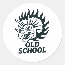 Old School Dinosaur Funny Sticker ラウンドシール