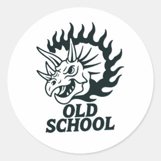 Old School Dinosaur Funny Sticker ラウンドシール
