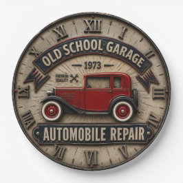 Old School Garage Vintage Automobile Repair Shop ペーパープレート