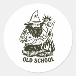 Old School Magic Wizard Funny Sticker ラウンドシール