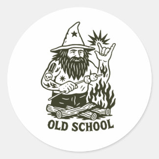 Old School Magic Wizard Funny Sticker ラウンドシール