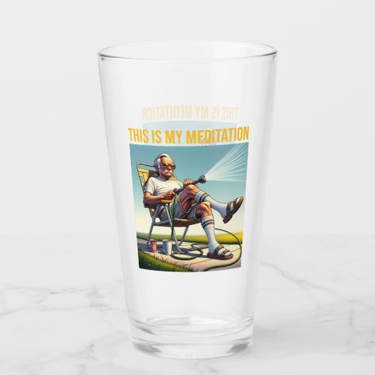 Old School Man Watering Lawn タンブラーグラス (裏面)