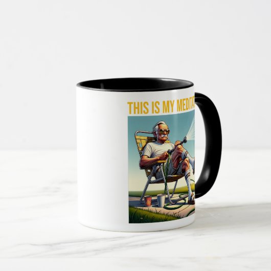 Old School Man Watering Lawn Tee マグカップ (正面右)