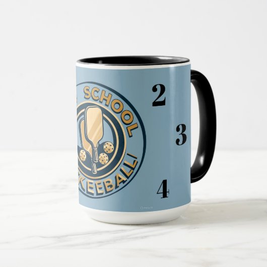 Old School Pickleball clock mug マグカップ (正面右)