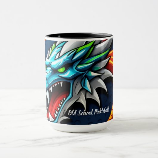 Old School Pickleball Dragon blue mug マグカップ (中央)