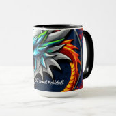 Old School Pickleball Dragon blue mug マグカップ (正面右)