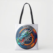 Old School Pickleball Dragon blue tote bag  トートバッグ (正面)