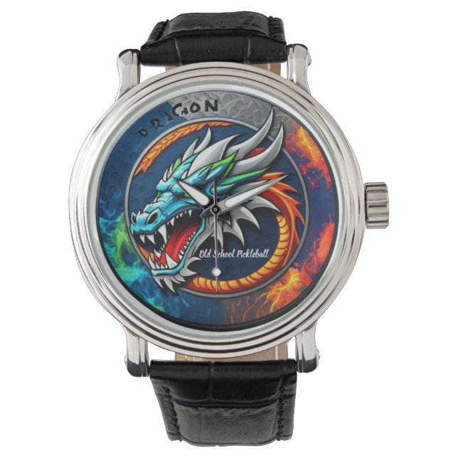 Old School Pickleball Dragon blue watch 腕時計 (正面)