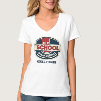 Old School Pickleball Ladies V-neck T-Shirt Tシャツ
