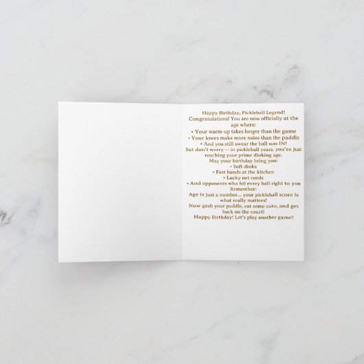 Old School Pickleball Paddle カード (内部)