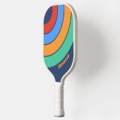 Old School Retro Circle Rainbow with Name ピックルボールラケット (左)