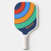 Old School Retro Circle Rainbow with Name ピックルボールラケット (裏面)